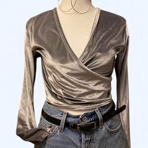 Vintage Silver Wrap Blouse